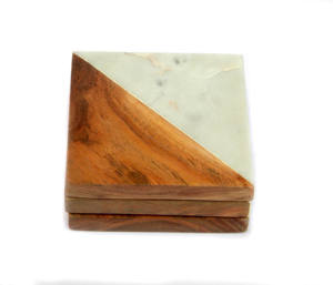 Beverage Use <b>Wood</b> Marble Coaster Set Combination 4 Pcs - Product Image 5