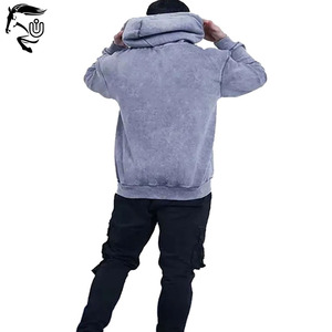 ชุดเสื้อฮู้ดฟอกสีกรดวินเทจสำหรับผู้ชายผ้าฝ้ายเทอร์รี่ผ้าฝ้ายขนาดใหญ่ปรับแต่งได้พิมพ์ลาย100% - Product Image 4