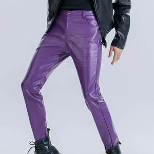 Pantalons en cuir véritable pour hommes, coupe ajustée, style tendance, pantalons en cuir PU pour hommes, streetwear, pantalons en cuir classiques pour hommes - Product Image 5