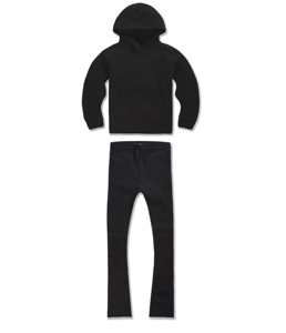 Combinaisons de survêtement superposées personnalisées pour enfants Combinaisons de survêtement à capuche pour bébés garçons Pantalons de survêtement unisexes et survêtements évasés Ensembles de jogging - Product Image 3