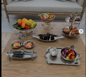 Bol rond en métal doré Thème floral pour fruits et ornement Bol en métal pour décoration de table et de salon Bol décoratif en métal - Product Image 4