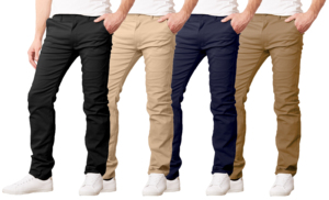 2-Pack Assorted <b>Mens</b> Midweight Denim Straight Colored Wash Solid <b>Stretch</b> Autumn Chino Uniform Work Pants (31 Inseam) - Product Image 2