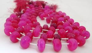Cuentas naturales de Calcedonia rosa fuerte Rondelle Plain Smooth 8mm Tamaño de cuentas Strand 9 pulgadas de largo Cuentas de piedras preciosas de color rosa - Product Image 3