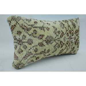 Oreiller en mosaïque Kantha en laine beige à motifs vintage 8x16 pouces avec technique tissée de conception de raisin lambrissé Paisley - Product Image 2