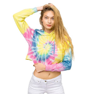 <b>Top</b> Quality <b>Ladies</b> Crop <b>Top</b> Hoodies Tai Dai Full <b>Sleeve</b> Length Pullover Women's Outfits Crop <b>Top</b> Hoodie With Custom Size - Product Image 3