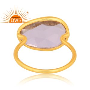 แหวนพลอยอเมทิสต์สีเขียวธรรมชาติชุบทอง18K ดีไซน์ล่าสุดแหวนวางซ้อนกันได้เครื่องประดับจากผู้ผลิต - Product Image 3