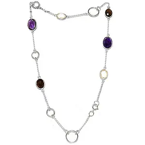 Collar de Moda con Cuentas y Piedras Preciosas de Plata 925 para Mujer - Product Image 2