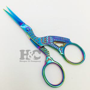 Ciseaux de cigogne utilisant pour la broderie durable de sourcils de cils et l'utilisation de ciseaux de salon à la maison revêtement de Plasma arc-en-ciel - Product Image 6