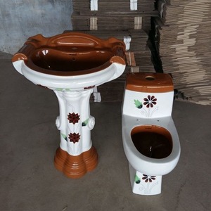 Rose Vitrossa Design Moderne Couleur One Piece Toilette Commode WC avec Wah Bassin Piédestal Salle De Bains En Céramique Sanitaire Lavabo Ensemble - Product Image 4