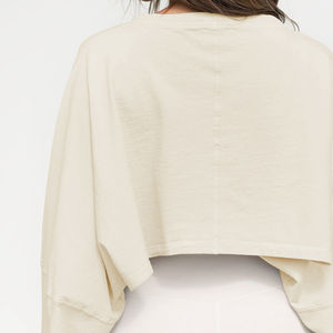 Nouveau 2024 tailles de couleur personnalisées surdimensionnées coton haute qualité crewneck porter surdimensionné crop top sweat à capuche et sweat-shirt en gros - Product Image 6