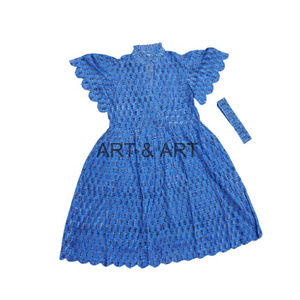 Femmes pur coton Kangura Mini robe main bloc imprimé fleuri lavable décontracté tenue de fête Simple a-ligne tous les jours élégant doux - Product Image 2