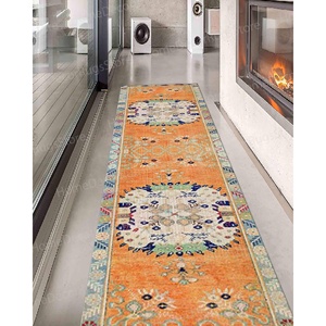 Orange Ethnic Pattern Printed <b>Rug</b>: Luxury Turkish Design for Salons,<b>Chenille</b> <b>Rug</b> - Product Image 5