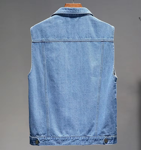 Gilet en jean unisexe pour homme et femme, nouveau design tendance, sans manches, avec capuche, fourni par l'usine - Product Image 2