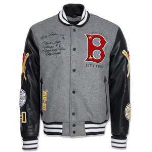 Veste universitaire unisexe en laine brodée personnalisée, best-seller, style streetwear, logo frontal, style lettreman, col montant - Product Image 2