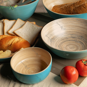 Bols couverts en bambou laqué artisanal écologique personnalisé OEM ensemble de récipients de stockage de cuisine jetables pour les fêtes - Product Image 4