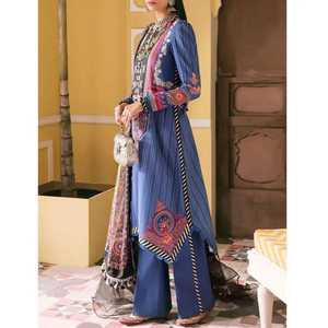 Venta al por mayor 2025 Original de marca pakistaní césped 3 piezas trajes cuello bordado fiesta desgaste césped colección encaje botón Decoración - Product Image 3