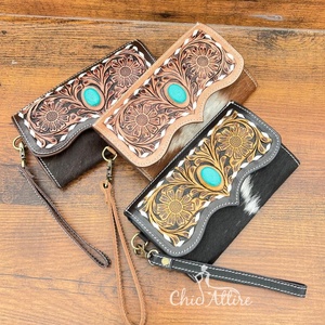 Porte-cartes en gros porte-monnaie en cuir usiné à la main pour les femmes en cuir de vachette véritable sac à main de style à la mode - Product Image 1