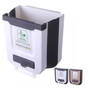 Custom Logo Wall Mounted Foldable Waste Bin Hanging Kitchen Recycle Rubbish Plastic Trash Can Garbage Dustbin