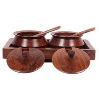 Boîte à épices multifonction artisanale en bois écologique avec couvercle rabattable, plateau et cuillère – Organisateur de rangement de cuisine de luxe pour table