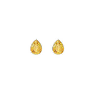 925 Sterling Silver <b>Citrine</b> Natural Pear Oval Shape Butterfly Lock Stud <b>Earrings</b> Trendy Bezel Setting 3 Pack Anniversary Party - Product Image 3