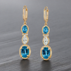 Goutte d'eau Boucles d'oreilles Bijoux Lunette Réglage 18k Or Plaqué Argent 925 Sterling Boucles d'Oreilles de Mariage - Product Image 3