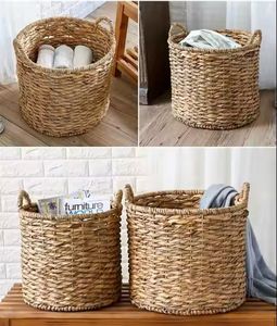 Cesta de jacinto de agua Vietnam hecho a mano decorativo duradero ecológico almacenamiento Natural para ropa diaria artículos diversos - Product Image 5