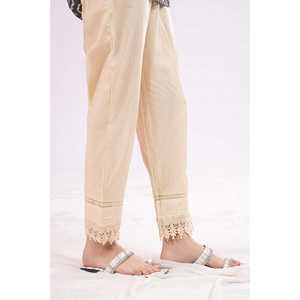 Pantalones anchos de mujer de tela cambra teñida, transpirables, suaves, de cintura alta, con decoración de encaje, lavado de color, estilo casual, estampado plano. - Product Image 2