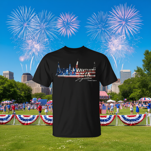 T-shirt President Signature Grunge con bandiera USA, 4 luglio 1776, abbigliamento promozionale - Product Image 3