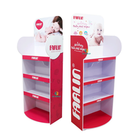 Soporte de exhibición de PVC corrugado portátil personalizado, soporte de suelo plegable moderno con función giratoria desmontable para tienda de supermercado