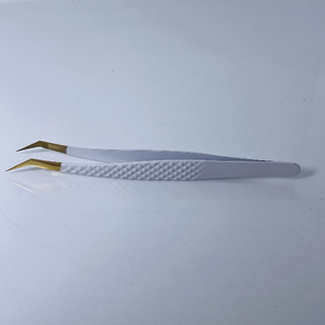 Pinzas blancas y doradas mate, venta al por mayor, pinzas para pestañas de calidad fina de acero inoxidable, pinzas para pestañas rectas y curvas de alta calidad - Product Image 2