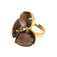 Bague Classique Homme en Argent Sterling 925 Plaqué Or, Ornée d'une Pierre Naturelle de Quartz Hydro Facetté Qualité 3A, Style Vintage pour Fête