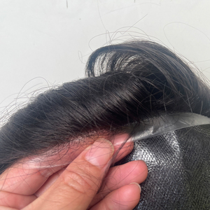 Prothèse Capillaire <span class=keywords><strong>Homme</strong></span> : Perruque en Cheveux Humains, Système de Base en PU Intégral pour Hommes Souffrant de Calvitie, Cheveux Indiens Remy Ondulés, Raides ou Bouclés - Product Image 2