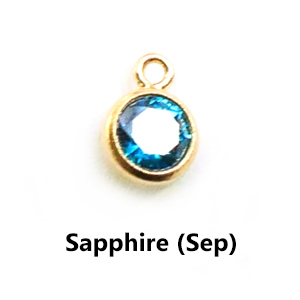 Pendentif saphir rond serti clos en argent sterling 925 plaqué or, avec breloque CZ pierre de naissance taille normale 6 mm, pour elle - Product Image 2