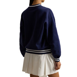 Pull à col en V de qualité supérieure pour femmes, personnalisable, en mélange de coton, tricoté, avec broderie sur le devant, tailles personnalisées, printemps - Product Image 2