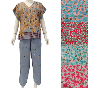 Chrysanta Robe en rayonne à col en V pour femme Pantalon long Pyjama Vêtements de nuit - Product Image 1