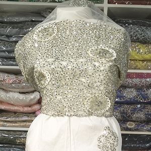 Vestido de estilo africano de alta calidad para mujeres adultos seda cruda George Wrapper tela con cuentas red encaje Headtie ropa de exportación a granel - Product Image 2