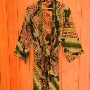 Tie Dye Robe <b>Dress</b> Hand Dyed Kimono Bathrobe Tie Dyed Mumu - Product Image 1