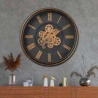 Horloge murale en fer antique plaqué nickel noir argenté pour la maison, la salle à manger, la chambre à coucher, le bureau