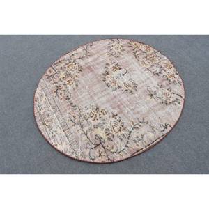 Classique Beige Marron 4.5 X 4.5ft Laine Turc Tapis Patchwork Conception pour Entrée Salon Chambre Rectangulaire Latex Buffet Tapis - Product Image 2
