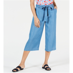 Maison Jules Tuta da donna in tela traspirante, modello cropped, con pantaloni a vita alta e vita media, stile a matita, con laccetti, taglia XS, Blu - Product Image 1