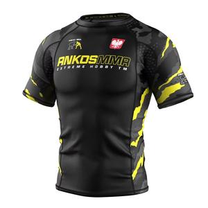 Rashguard respirant à manches courtes pour homme, noir et jaune, avec protection UPF50, séchage rapide, caractéristiques écologiques - Product Image 6