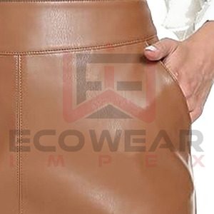 กระโปรงหนังผู้หญิงแฟชั่นล่าสุด ดีไซน์ลำลอง ระบายอากาศได้ดี เหมาะสำหรับฤดูร้อน เอวธรรมชาติ-ขายส่ง สีตามสั่ง บริการ OEM - Product Image 2