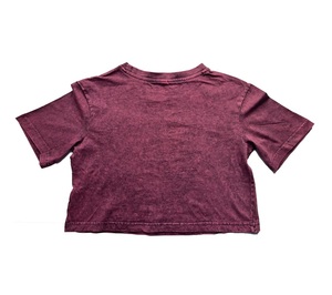 Camiseta recortada lavada con ácido de punto personalizada para mujer, jersey de rizo de algodón de estilo informal, diseño personalizado, cualquier tamaño - Product Image 4