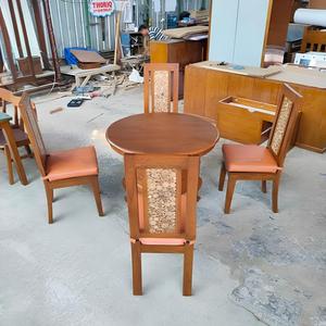 Ensemble de table à manger ronde en bois avec plateau en verre, ensemble de 5 chaises pour hôtel, appartement, villa - Product Image 3
