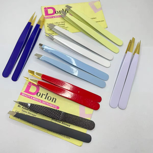 Beauty Brow Tweezer Customize Color Coated Eyebrow Tweezers Slanted <b>Pointed</b> Tips Private Logo Ingrown Hair <b>Removal</b> Brow Tweezers - Product Image 1