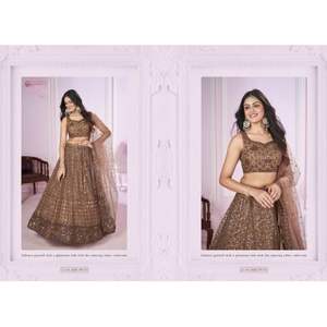 Vestido de fiesta bordado Zari de hilo de Georgette clásico Lehenga Choli para ocasiones tradicionales y festivas elegantes - Product Image 5