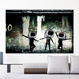 Printed Canvas: Banksy Dancing <b>TV</b> Tempered Glass Art,WRAPPED CANVAS - Product Image 1
