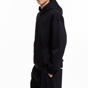 Heavyweight <b>Men's</b> for Puff Print <b>Hoodie</b> in <b>Black</b> Pure Cotton Material Digital Printing <b>Plain</b> Dyed Techniques Rhinestones for - Product Image 4