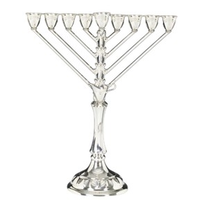 Elegante candelabro de Hanukkah Menorah Chapado en plata, candelabro de Metal tradicional de 9 ramas para decoración del hogar y regalos religiosos - Product Image 1
