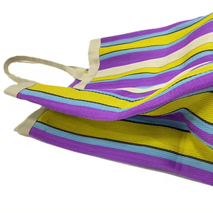 Eco-Friendly Multicolor Stripes Women's Daily Shopping <b>Handbag</b> India Manufactured Plastic Recycled <b>Nylon</b> Woven Zipper Style Two - Product Image 1